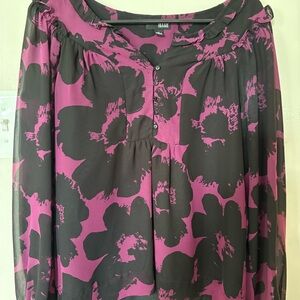 a.n.a Women's Black and Pink Floral Top